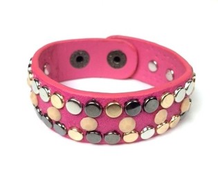Pulsera Estilo Ibiza Rosa con Tachuelas (1 ud)