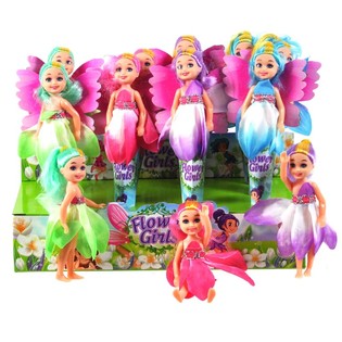 Muñecas con faldas de flores en expositor (12 uds.)