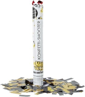 Cañón de confeti – Color: Negro-Amarillo - 40 cm - Partypopper (10 uds.)