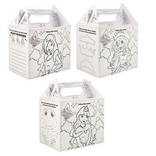Cajas de Menú Infantil Princesa para Colorear - 14 x 9.5 x 18 cm (24 ud.)