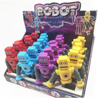 ROBOTS DE JUGUETE FLEXIBLES Y ARTICULADOS - COLORES MIXTOS - EN EXPOSITOR (24 uds.)